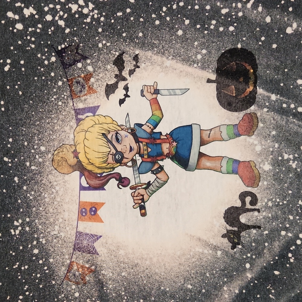 Rainbow Bright Bleached Long Sleeve Shirt Gildan Dryblend XL